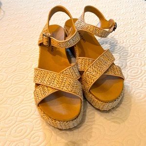 Straw wedge sandals; good condition